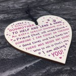 Godmother Asking Gift Wood Heart Thank You Christening Gift