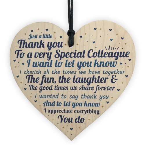 Special Colleague Thank You Wood Heart Plaque Leaving Job Gift
