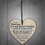 Special Colleague Thank You Wood Heart Plaque Leaving Job Gift