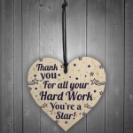 Colleague THANK YOU Gifts Wooden Heart Plaque Employee Teacher 