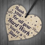 Colleague THANK YOU Gifts Wooden Heart Plaque Employee Teacher 