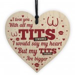 FUNNY Anniversary Valentines Gift For Him Wooden Heart Gift