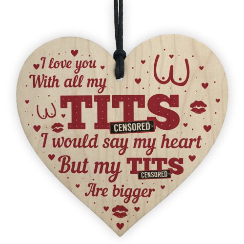 FUNNY Anniversary Valentines Gift For Him Wooden Heart Gift