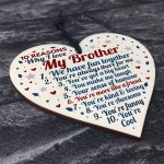 10 Reasons Why I Love My Brother Wooden Heart Sign Birthday Gift