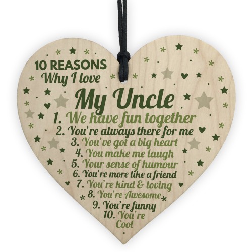 10 Reasons Why I Love My Uncle Wood Heart Sign Uncle Birthday