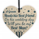 Best Friend Will You Be My Best Man Wood Heart Wedding Favours