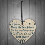 Best Friend Will You Be My Best Man Wood Heart Wedding Favours