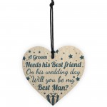 Best Friend Will You Be My Best Man Wood Heart Wedding Favours