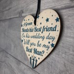 Best Friend Will You Be My Best Man Wood Heart Wedding Favours