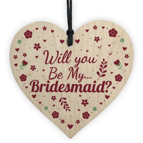 Will You Be My Bridesmaid Wood Heart Wedding Asking Friendship