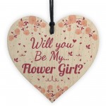Will You Be My Flower Girl Wooden Heart Wedding Invitation Gift 