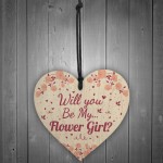 Will You Be My Flower Girl Wooden Heart Wedding Invitation Gift 