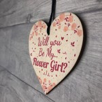 Will You Be My Flower Girl Wooden Heart Wedding Invitation Gift 