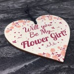 Will You Be My Flower Girl Wooden Heart Wedding Invitation Gift 