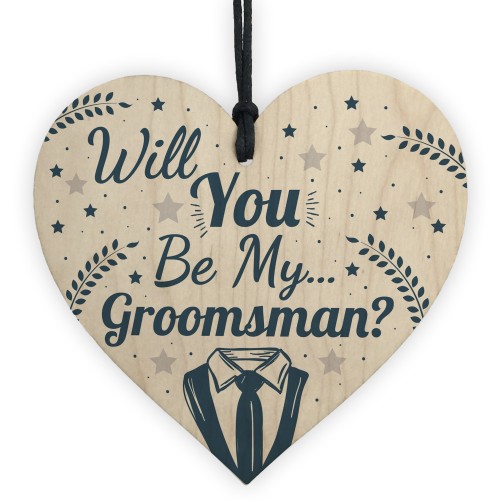 Will You Be My Groomsman Invite Wooden Heart Wedding Invite Gift