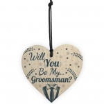 Will You Be My Groomsman Invite Wooden Heart Wedding Invite Gift