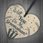 Will You Be My Groomsman Invite Wooden Heart Wedding Invite Gift