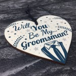 Will You Be My Groomsman Invite Wooden Heart Wedding Invite Gift