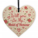 Will You Be My Maid Of Honour Wooden Heart Wedding Invitation