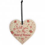 Will You Be My Maid Of Honour Wooden Heart Wedding Invitation