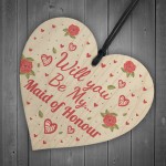 Will You Be My Maid Of Honour Wooden Heart Wedding Invitation