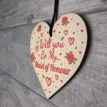 Will You Be My Maid Of Honour Wooden Heart Wedding Invitation