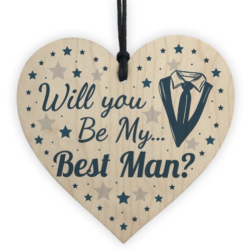 Will You Be My Best Man Invite Wood Heart Wedding Invitation