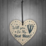 Will You Be My Best Man Invite Wood Heart Wedding Invitation