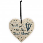 Will You Be My Best Man Invite Wood Heart Wedding Invitation