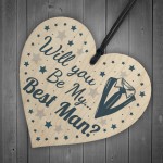 Will You Be My Best Man Invite Wood Heart Wedding Invitation