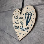 Will You Be My Best Man Invite Wood Heart Wedding Invitation