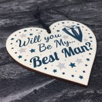 Will You Be My Best Man Invite Wood Heart Wedding Invitation