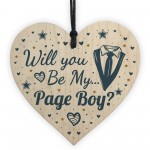 Will You Be My Page Boy Invite Wooden Heart Wedding Invitation