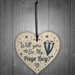 Will You Be My Page Boy Invite Wooden Heart Wedding Invitation