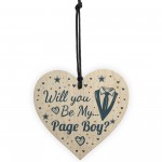 Will You Be My Page Boy Invite Wooden Heart Wedding Invitation