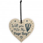 Will You Be My Page Boy Invite Wooden Heart Wedding Invitation