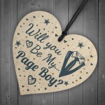 Will You Be My Page Boy Invite Wooden Heart Wedding Invitation