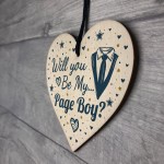 Will You Be My Page Boy Invite Wooden Heart Wedding Invitation