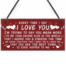 Love You Plaque Hanging Plaque Anniversary Valentines Day Gift 