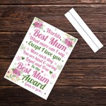 WORLDS BEST MUM Standing Plaque Mothers Day Gift For Mum Gift