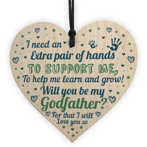 Will You Be My Godfather Wooden Heart Godparent Asking Gifts