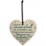 Will You Be My Godfather Wooden Heart Godparent Asking Gifts