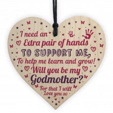 Will You Be My Godmother Wooden Heart Godparent Asking Gifts