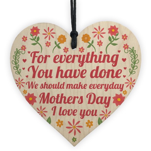 Mothers Day I Love You Wooden Heart Sign Mum Gift From Daughter