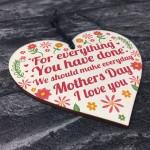 Mothers Day I Love You Wooden Heart Sign Mum Gift From Daughter