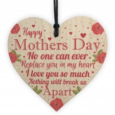 Happy Mothers Day Gift For Mum Mummy Wooden Heart Sign Gift