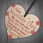 Happy Mothers Day Gift For Mum Mummy Wooden Heart Sign Gift