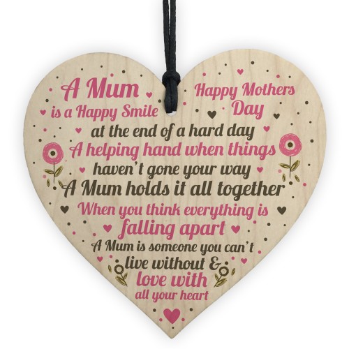HAPPY Mothers Day Gift For Mum Wooden Heart Gifts For Her