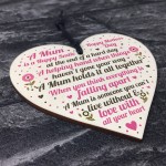 HAPPY Mothers Day Gift For Mum Wooden Heart Gifts For Her
