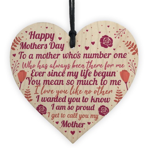 Mothers Day Gift For Mum Wood Heart Keepsake Love Thank You 